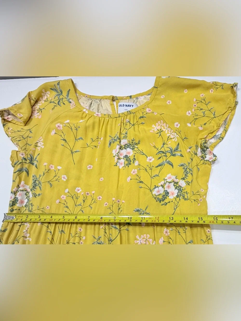 Old Navy Girls Yellow Floral Tiered Dress XL 14